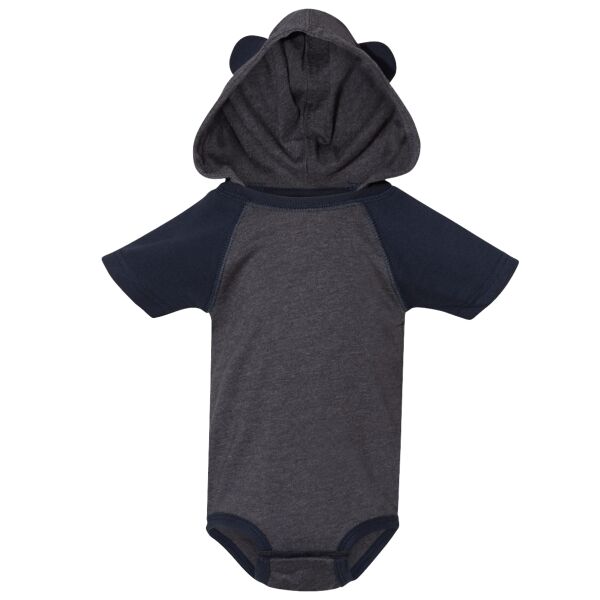 Fine Jersey Infant Short Sleeve Raglan Bodysuit with Hood & Ears Thumbnail